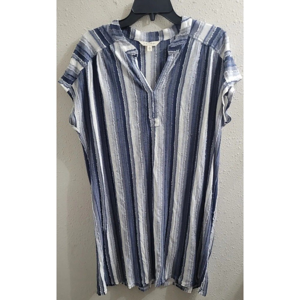 Linda Anderson Women's Size Medium Mini Dress Striped  Short Sleeve Beach Boho